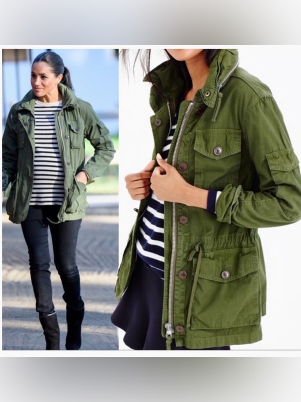 J Crew field mechanic jacket womens small army green barn canvas utility chore